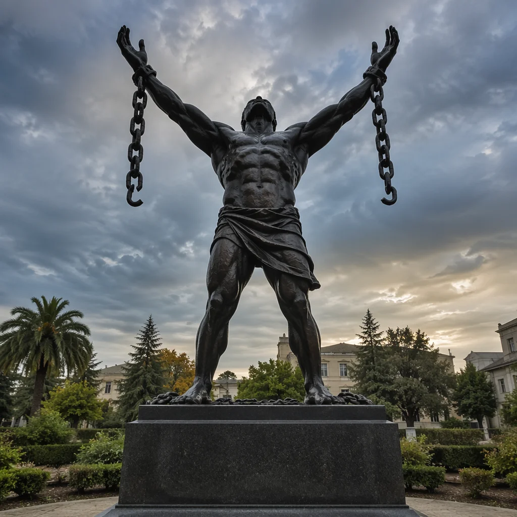 Broken Chains Freedom Monument in Evergreen Garden