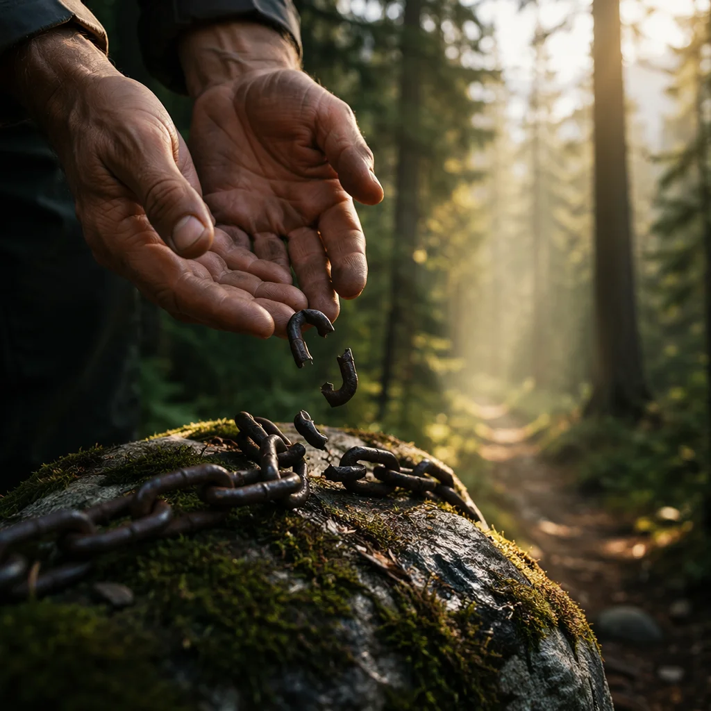 Broken Chains in Evergreen Forest Light