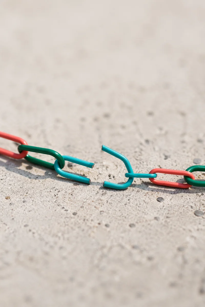 Broken Paper Clip Chain Symbolizing Freedom