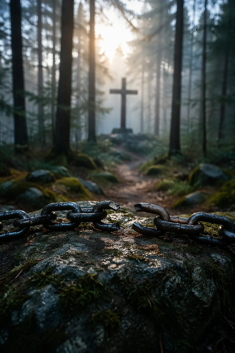 Broken Chains at Evergreen Forest Cross
