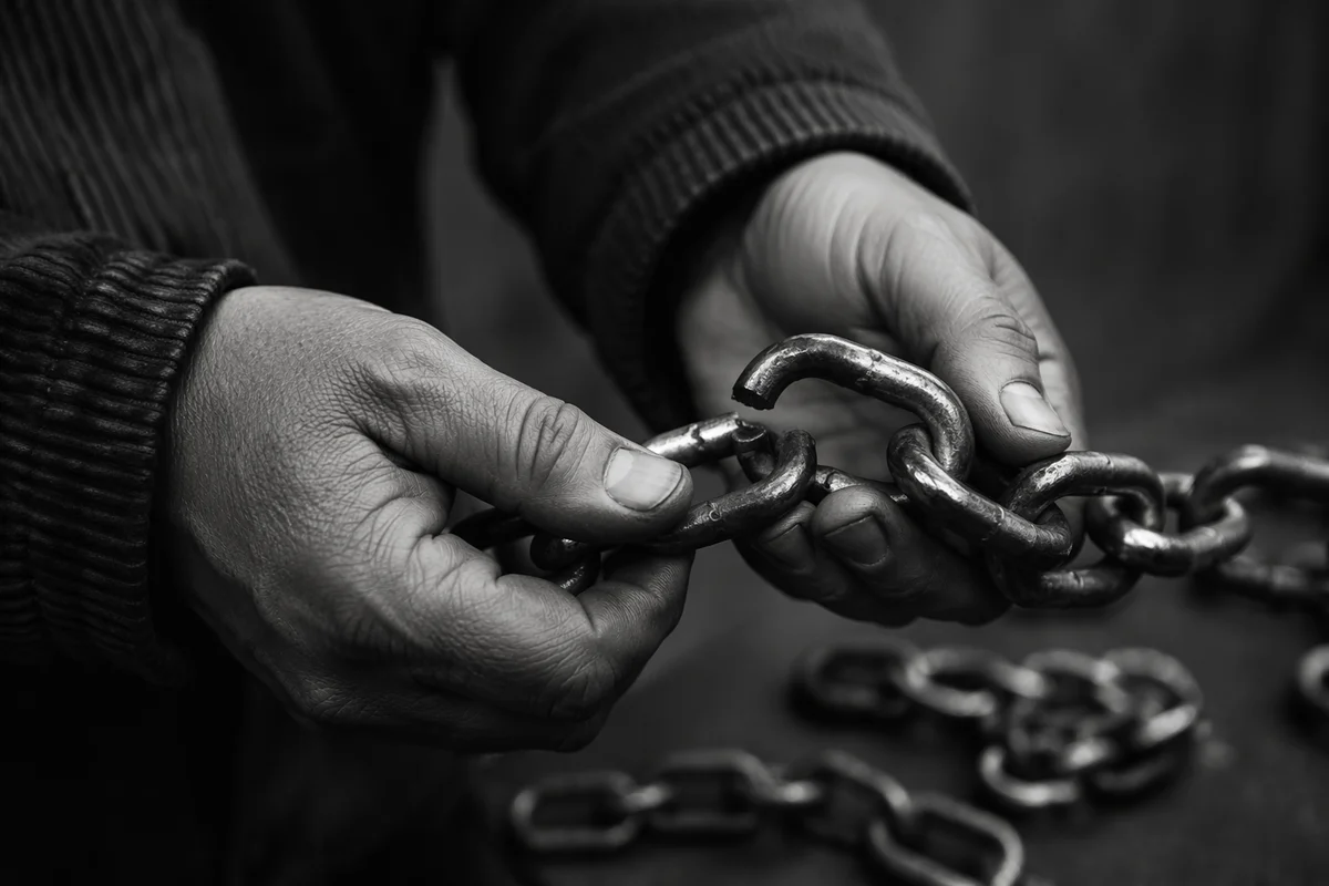 Broken Chains Symbolizing Freedom and Release