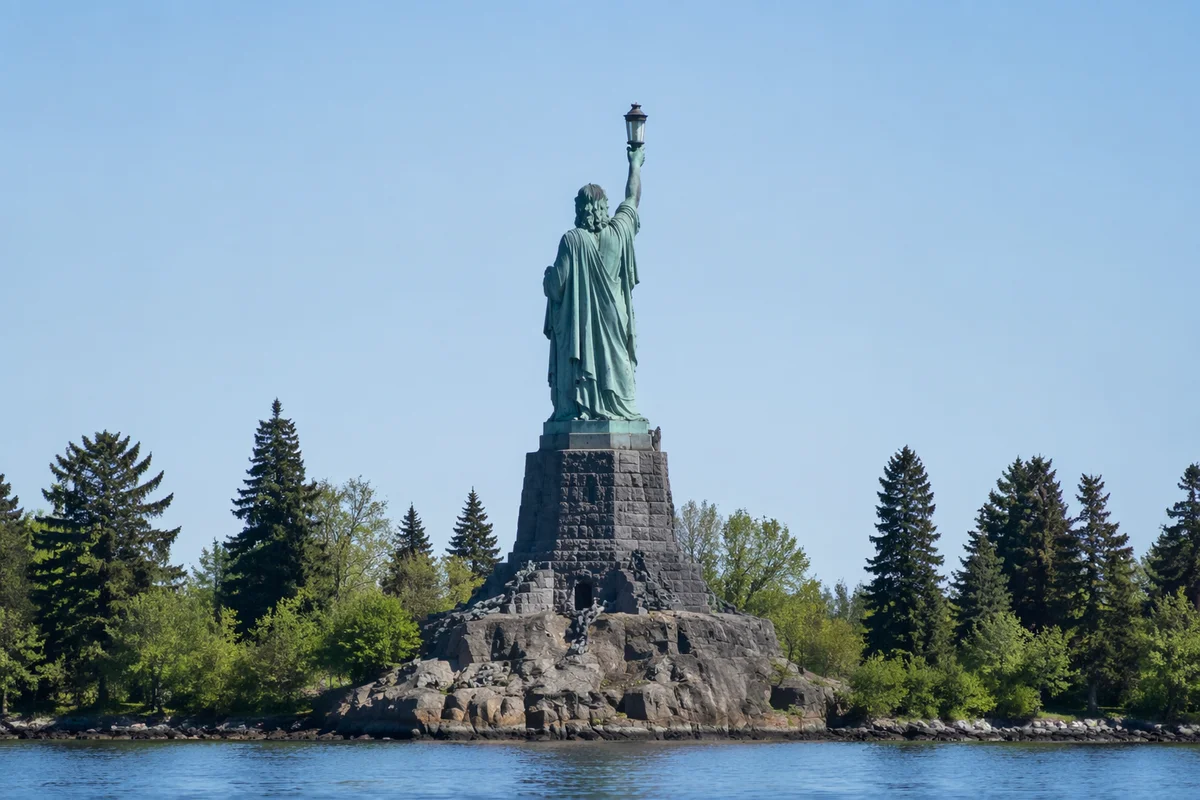 Broken Chains Freedom Monument by Calm Water