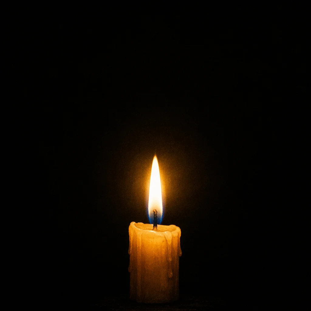 Burning Candle in Darkness for Faith
