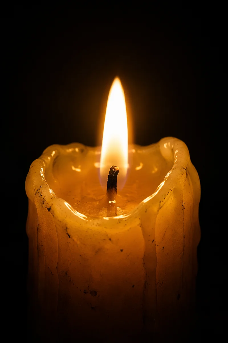 Burning Candle in Darkness for Faith