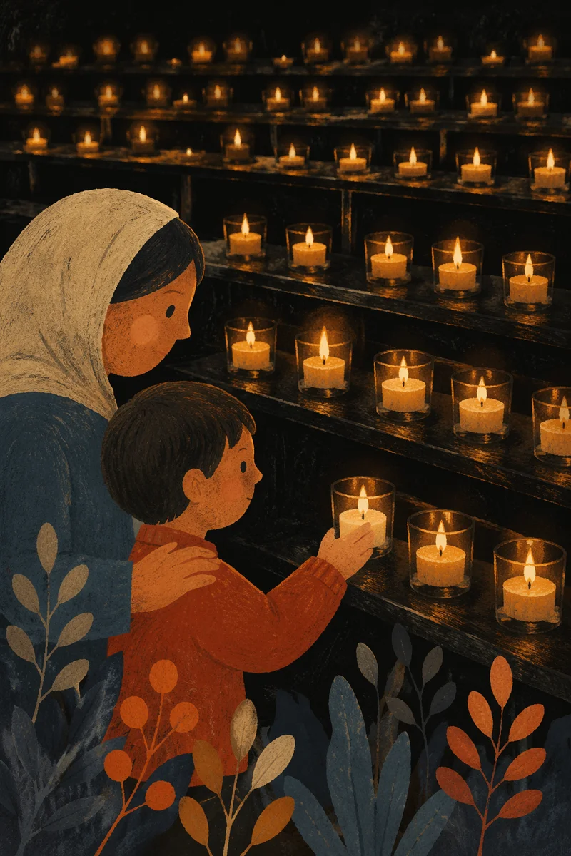 Burning Votive Candles for Quiet Faith Reflection