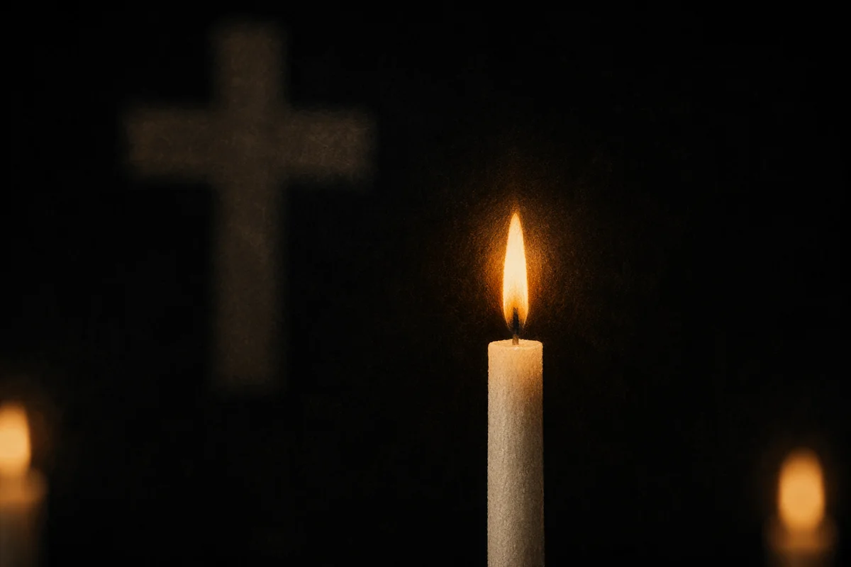 Burning White Candle in Quiet Faith