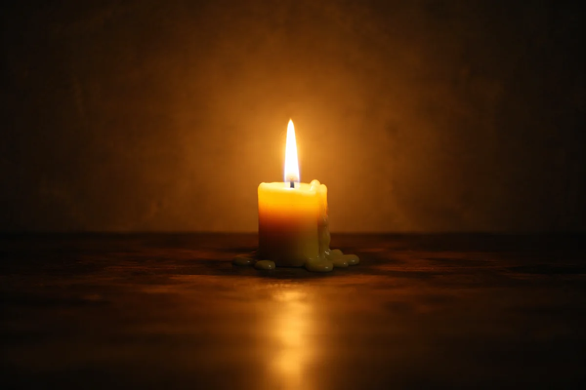 Burning Candle in Dark Room Faith