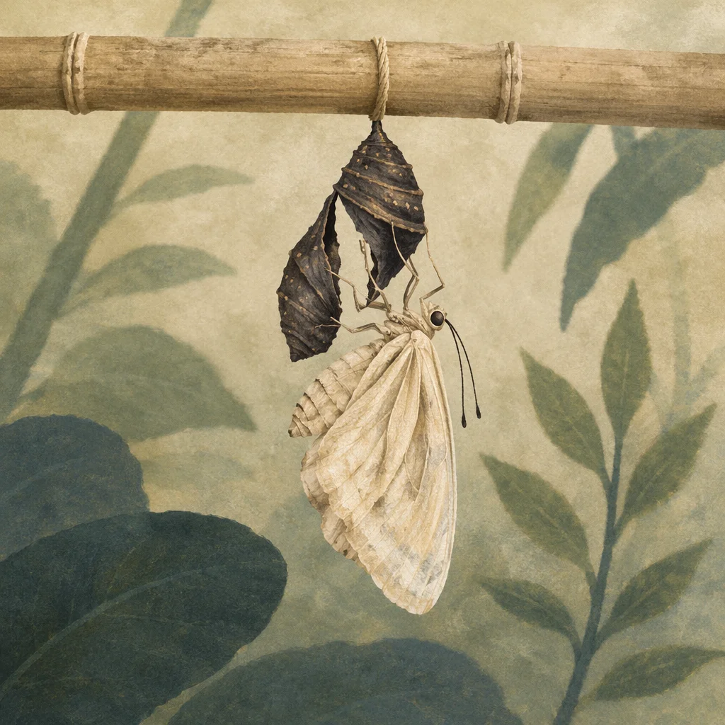 New Butterfly Emerging in Evergreen Garden