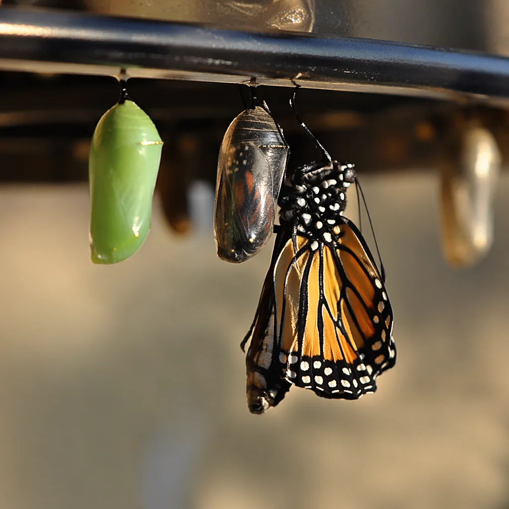 New Butterfly Emerging Beneath Garden Rail