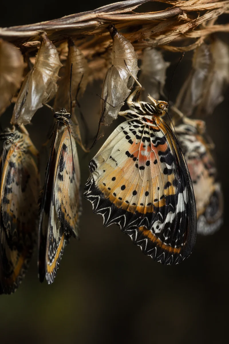Butterflies Emerging From Cocoons in Renewal