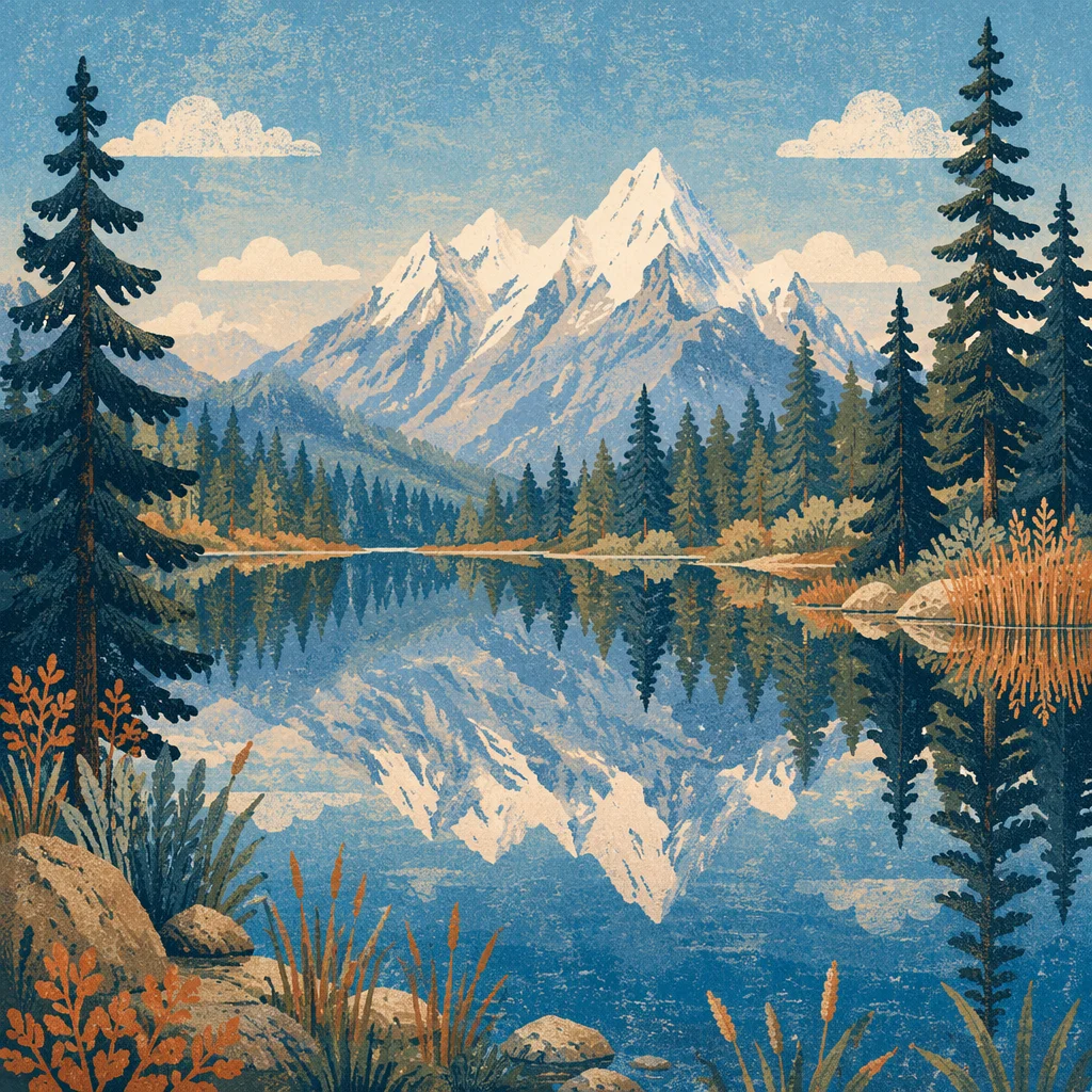Calm Alpine Lake Morning Reflection