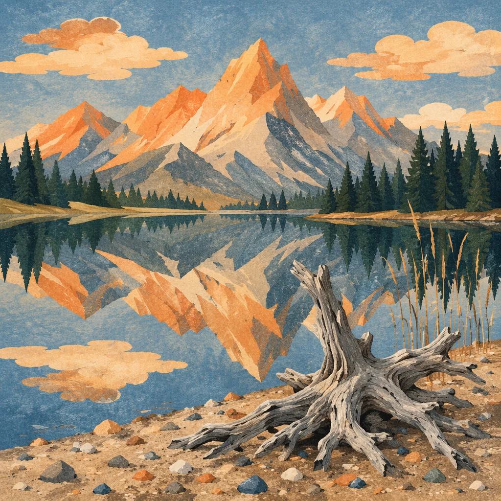 Calm Alpine Lake Morning Reflection