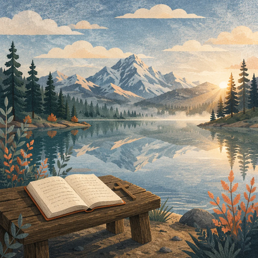 Calm Alpine Lake Prayer Reflection