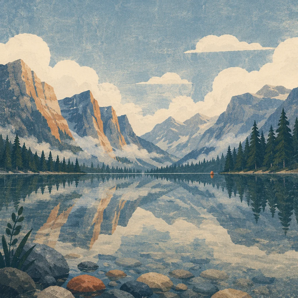 Calm Alpine Lake Morning Reflection