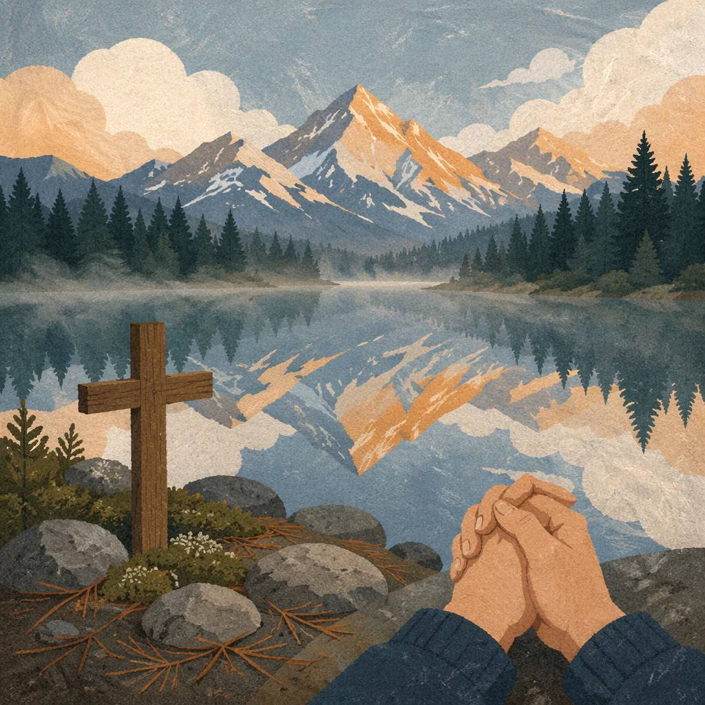 Prayerful Alpine Lake Morning Reflection
