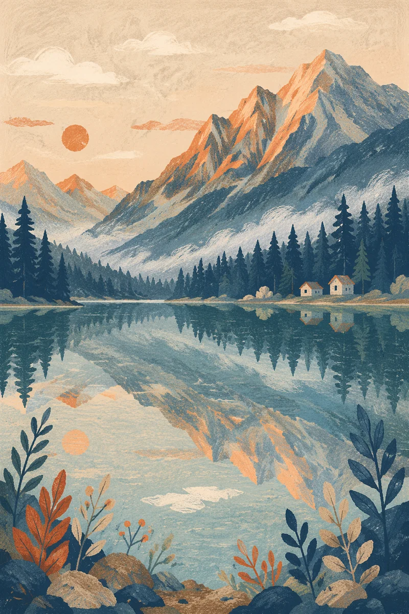 Calm Alpine Lake Reflection at Sunrise