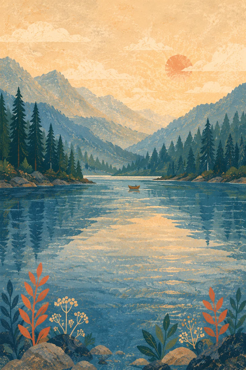 Calm Mountain Lake Reflection at Dawn