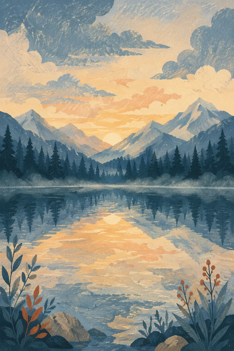 Calm Alpine Lake Reflection at Dawn