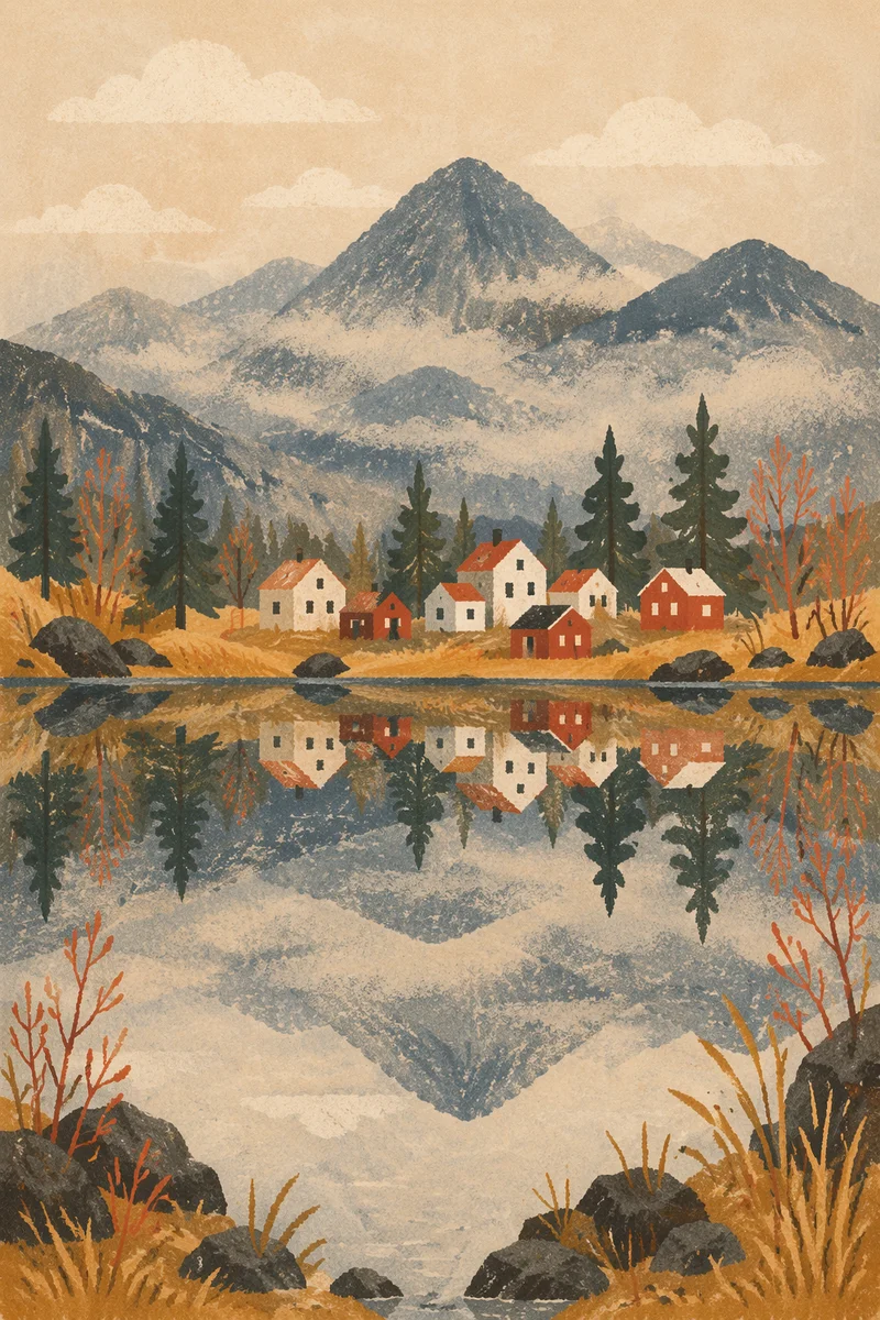 Calm Mountain Lake Reflection at Dawn