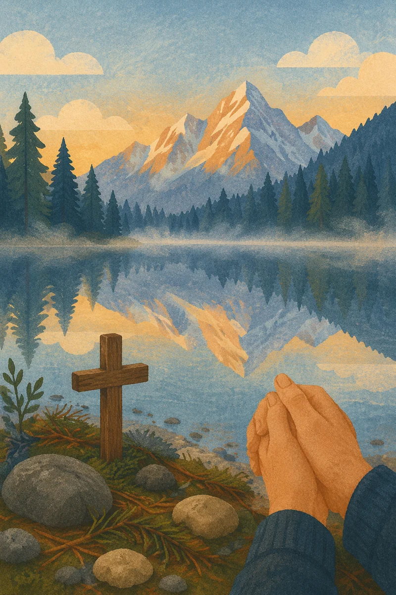 Praying Hands by Serene Alpine Lake