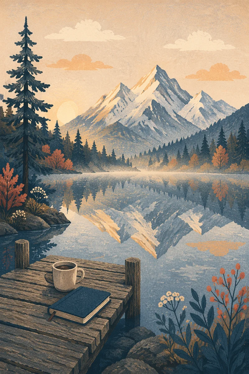 Peaceful Alpine Lake Morning Reflection