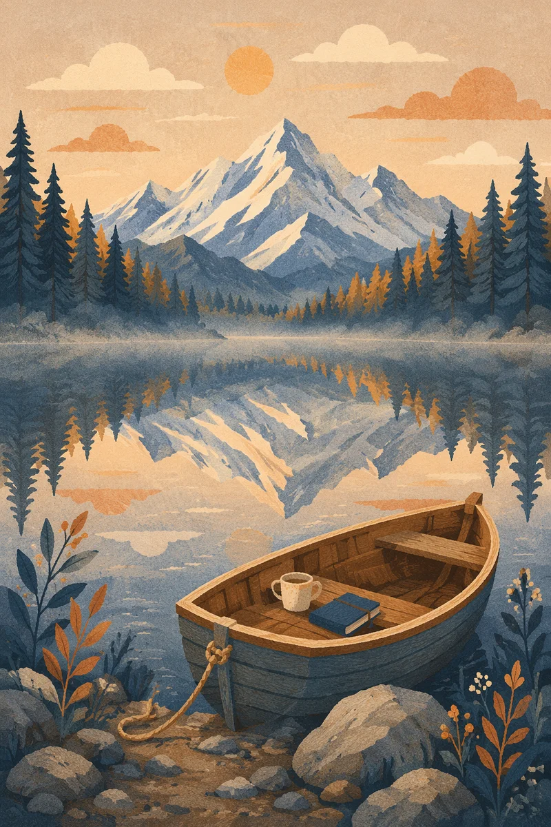 Calm Alpine Lake Morning Reflection