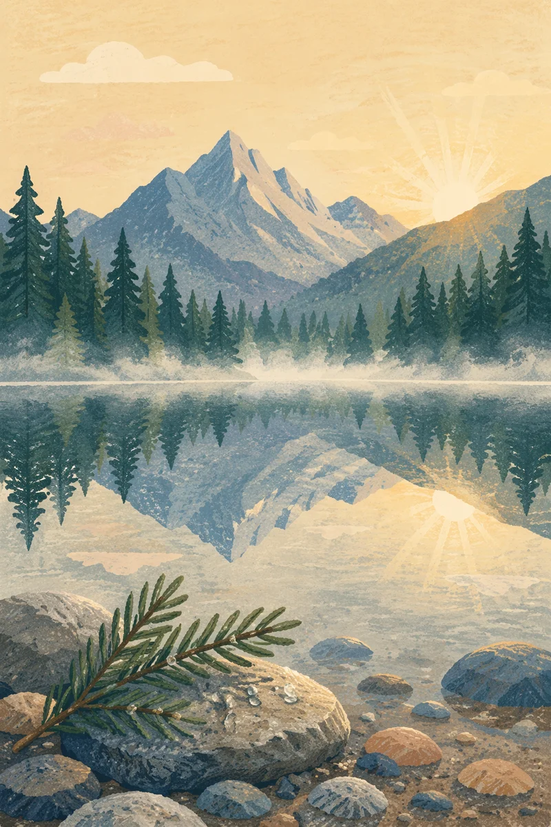 Calm Alpine Lake Morning Reflection