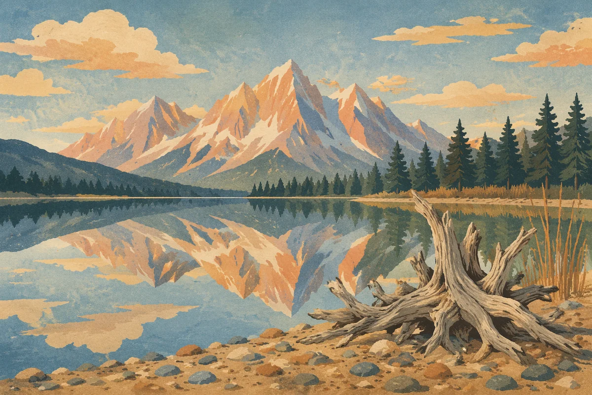 Peaceful Alpine Lake Sunrise Reflection