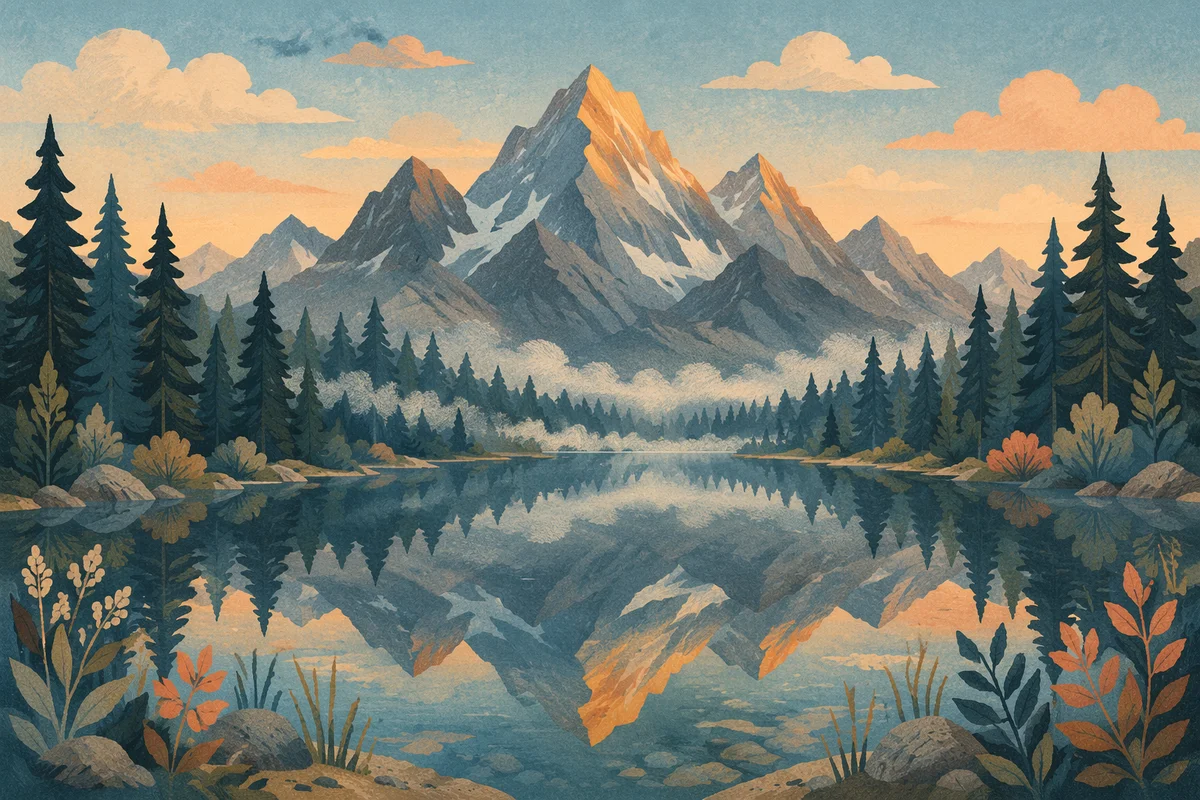 Calm Alpine Lake Reflection at Sunrise