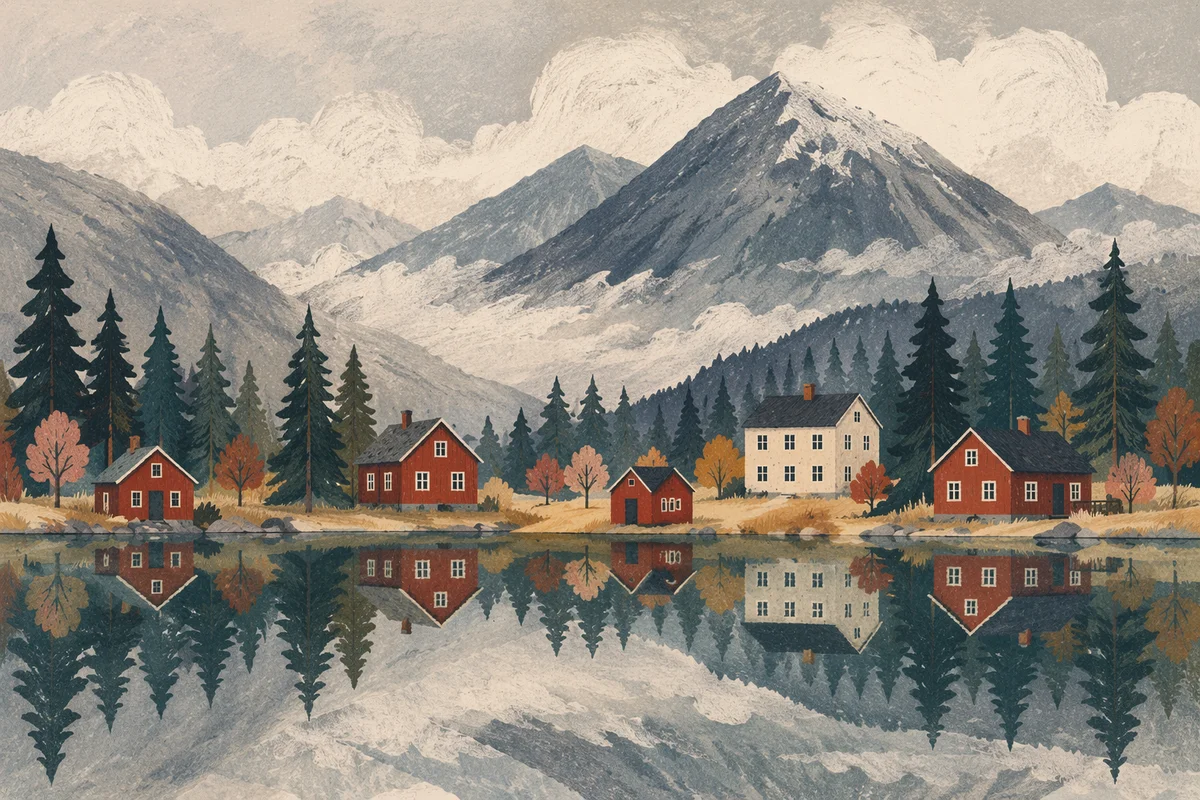Calm Mountain Lake Morning Reflection