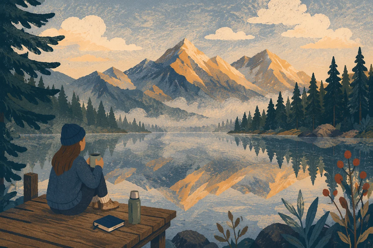 Calm Alpine Lake Morning Reflection