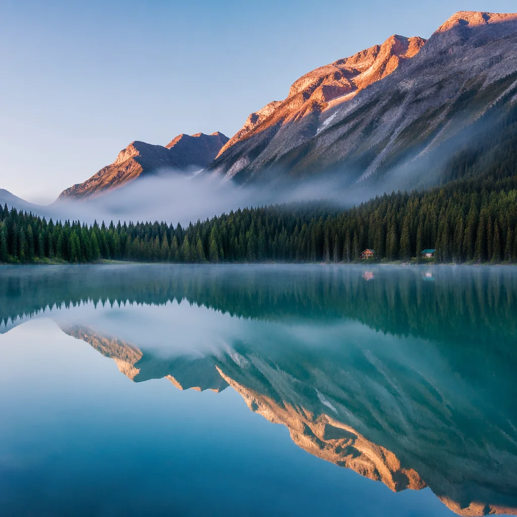 Calm Alpine Lake Reflection at Sunrise