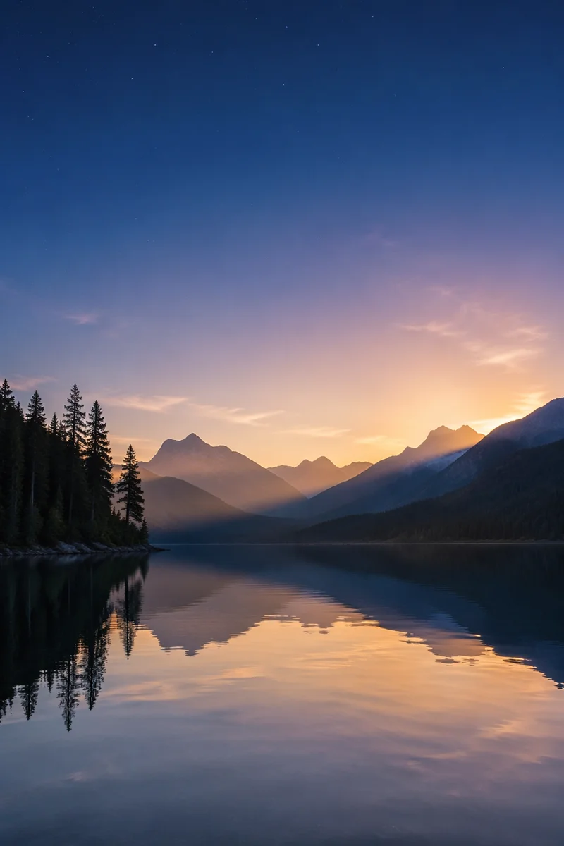 Calm Alpine Lake Morning Reflection