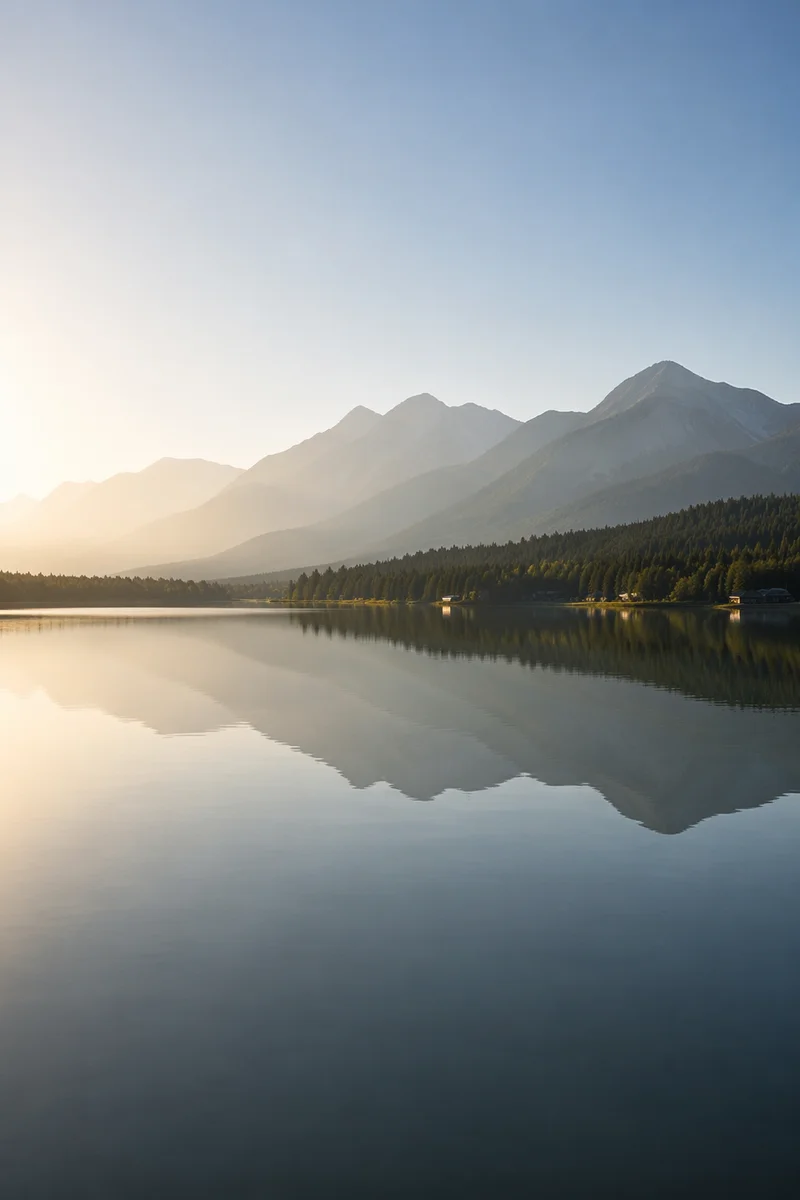 Calm Alpine Lake Morning Reflection