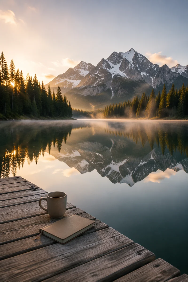 Calm Alpine Lake Reflection at Dawn