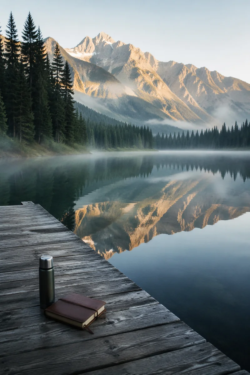 Calm Alpine Lake Morning Reflection