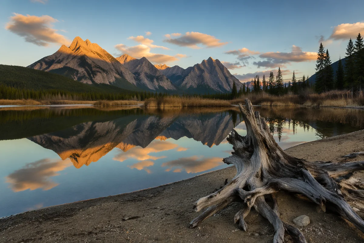 Calm Alpine Lake Reflection at Sunrise