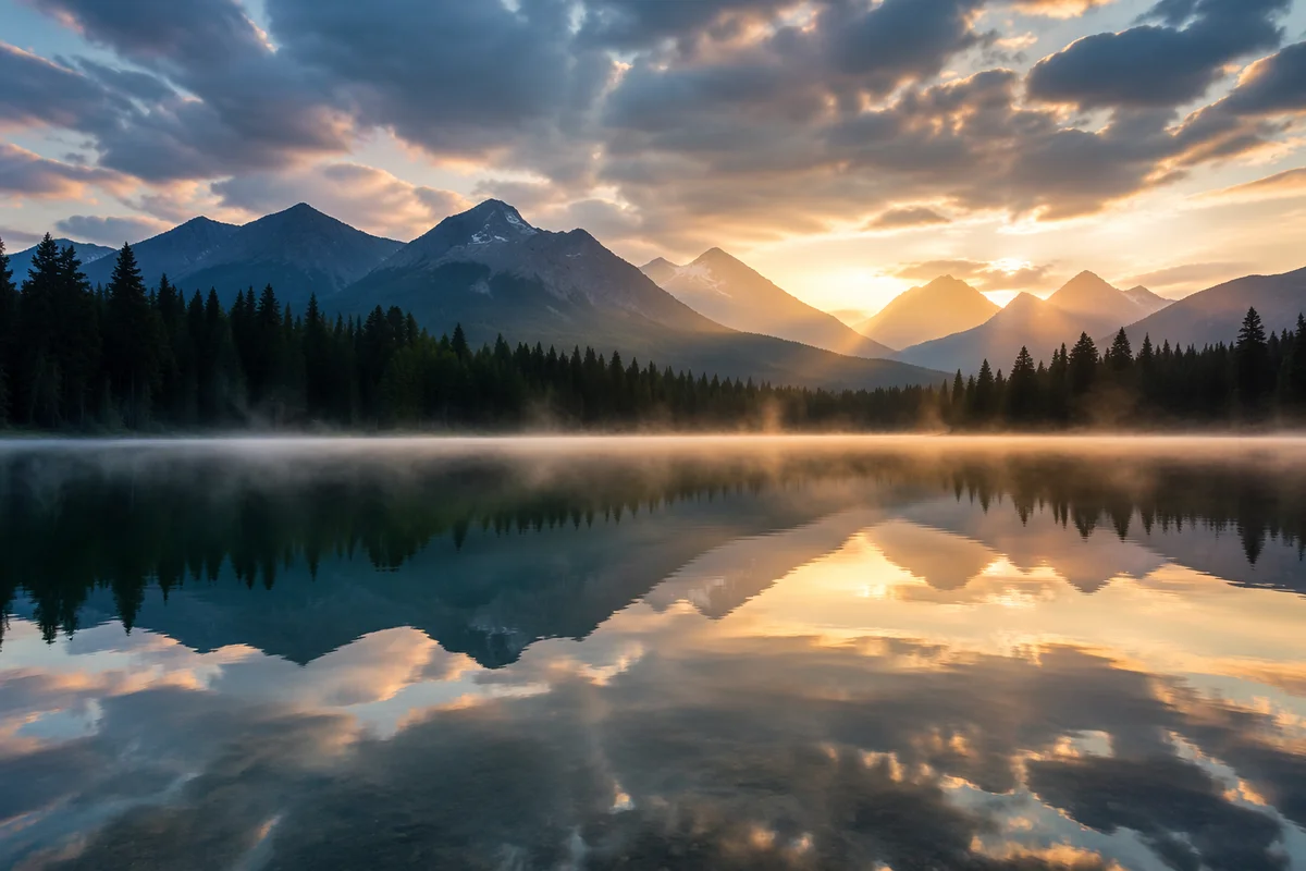 Calm Alpine Lake Reflection at Dawn