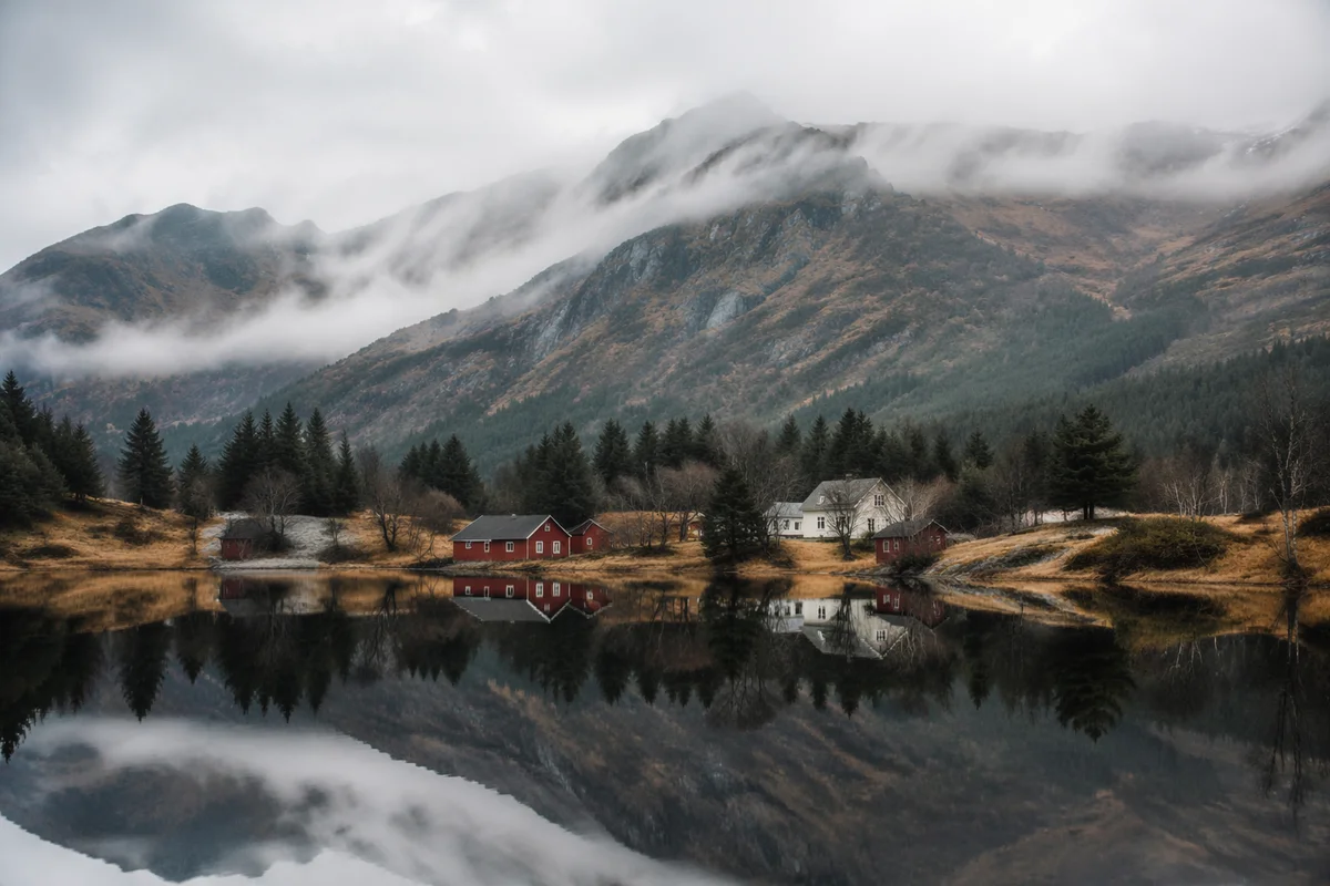 Calm Mountain Lake Morning Reflection