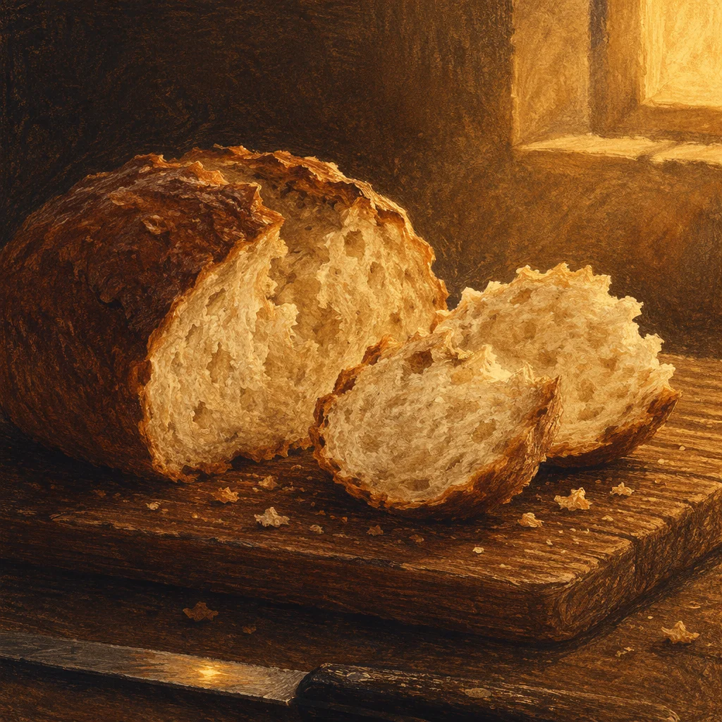 Rustic Communion Bread on Wooden Board
