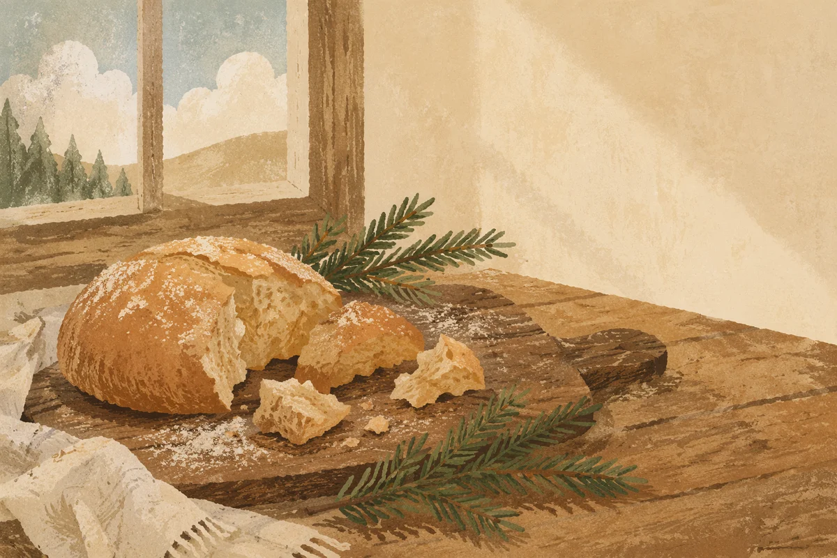 Rustic Communion Bread with Evergreen Sprigs