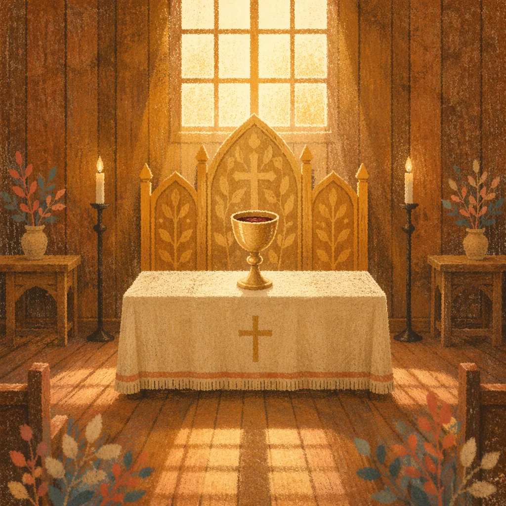 Golden Communion Chalice in Chapel Light