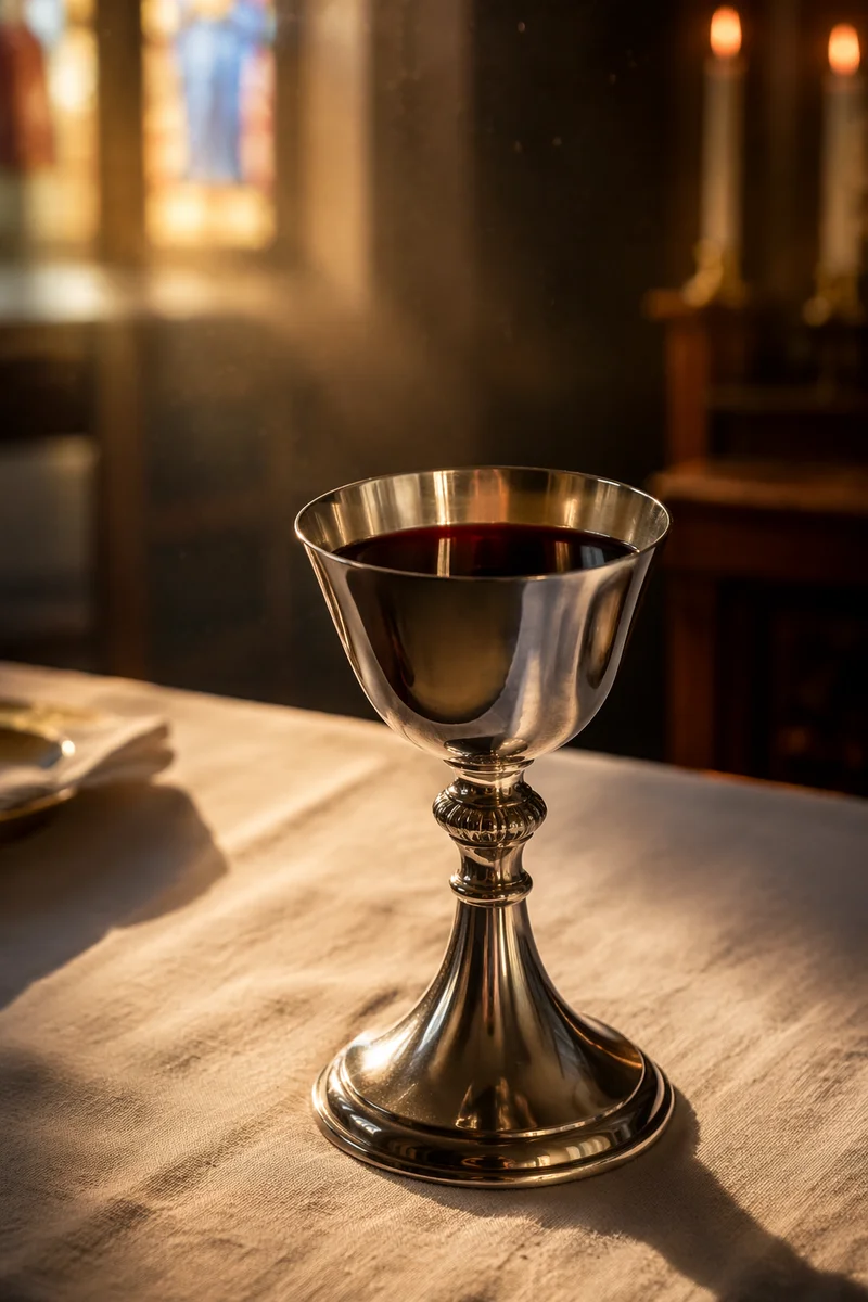 Silver Communion Chalice in Golden Light