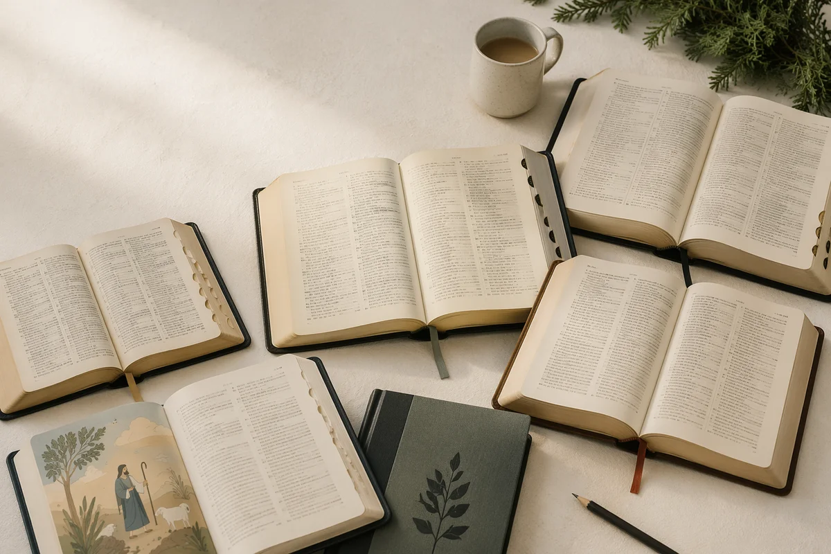 Open Bible Concordance Study Flat Lay