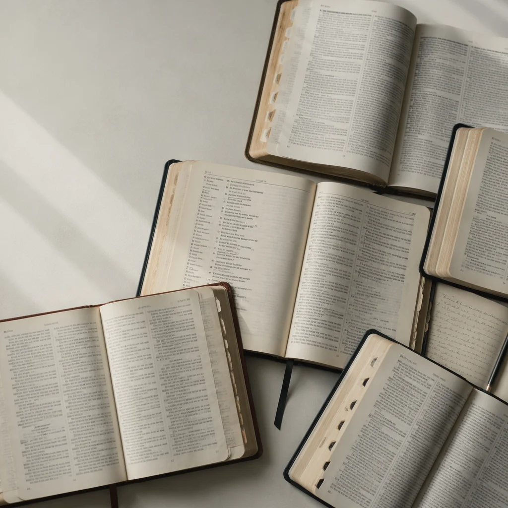 Open Bible Concordance Study Flat Lay