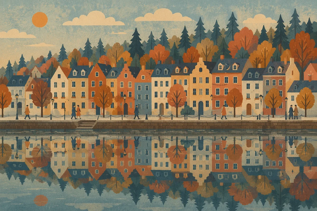 Wooden Cross Reflected in Evergreen Lakeside Water