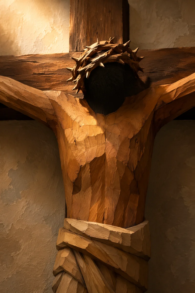 Wooden Crown of Thorns Sacrifice Sculpture