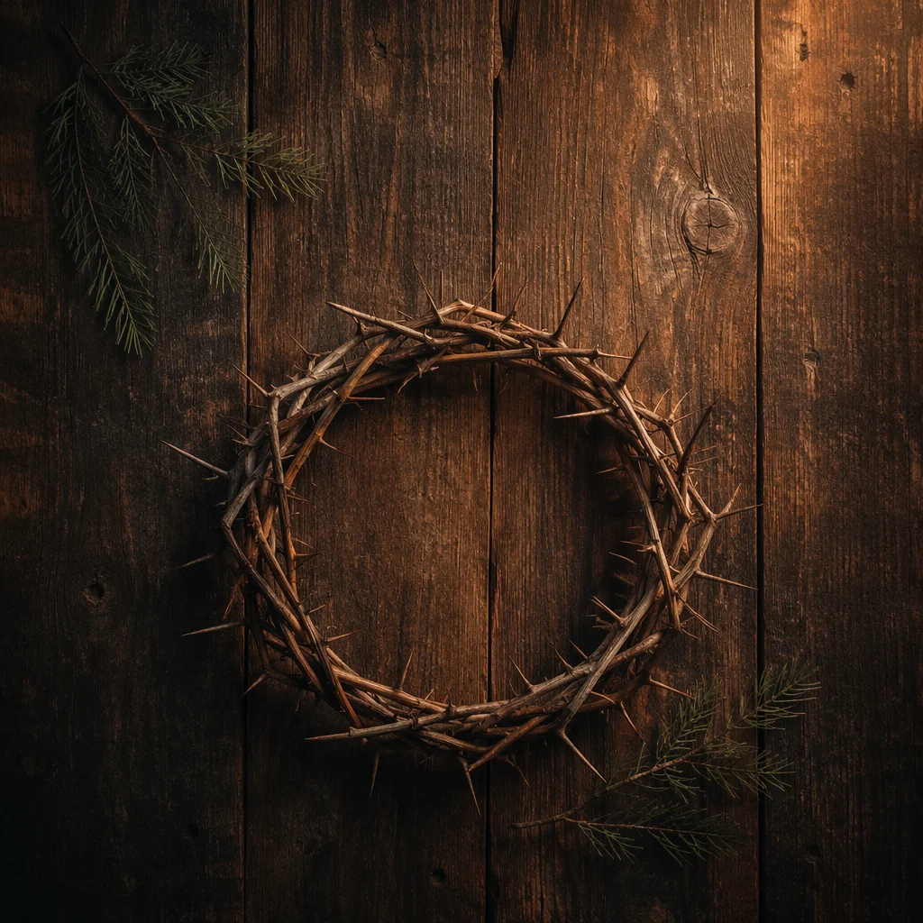 Crown of Thorns on Rustic Wood