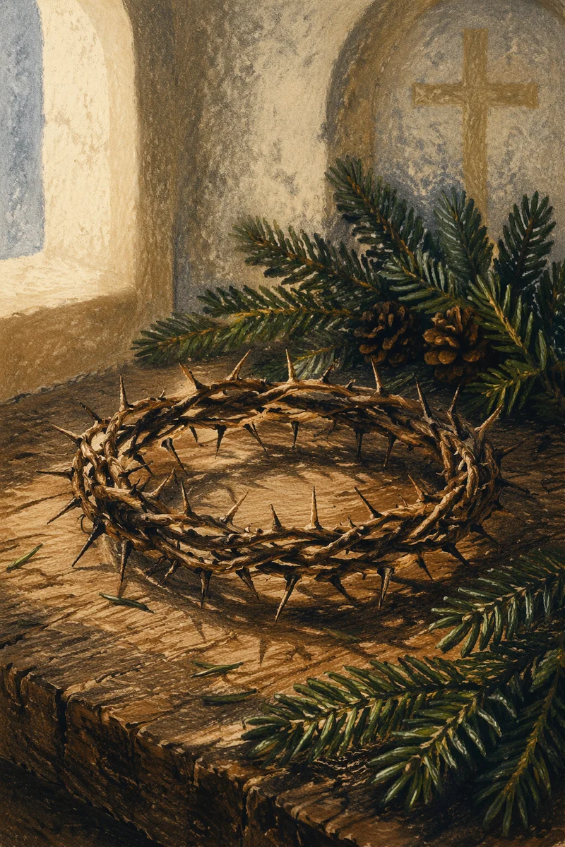 Crown of Thorns with Evergreen Sprigs