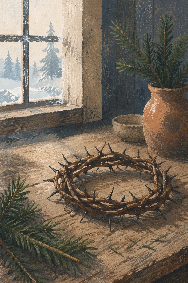 Crown of Thorns with Evergreen Sprigs